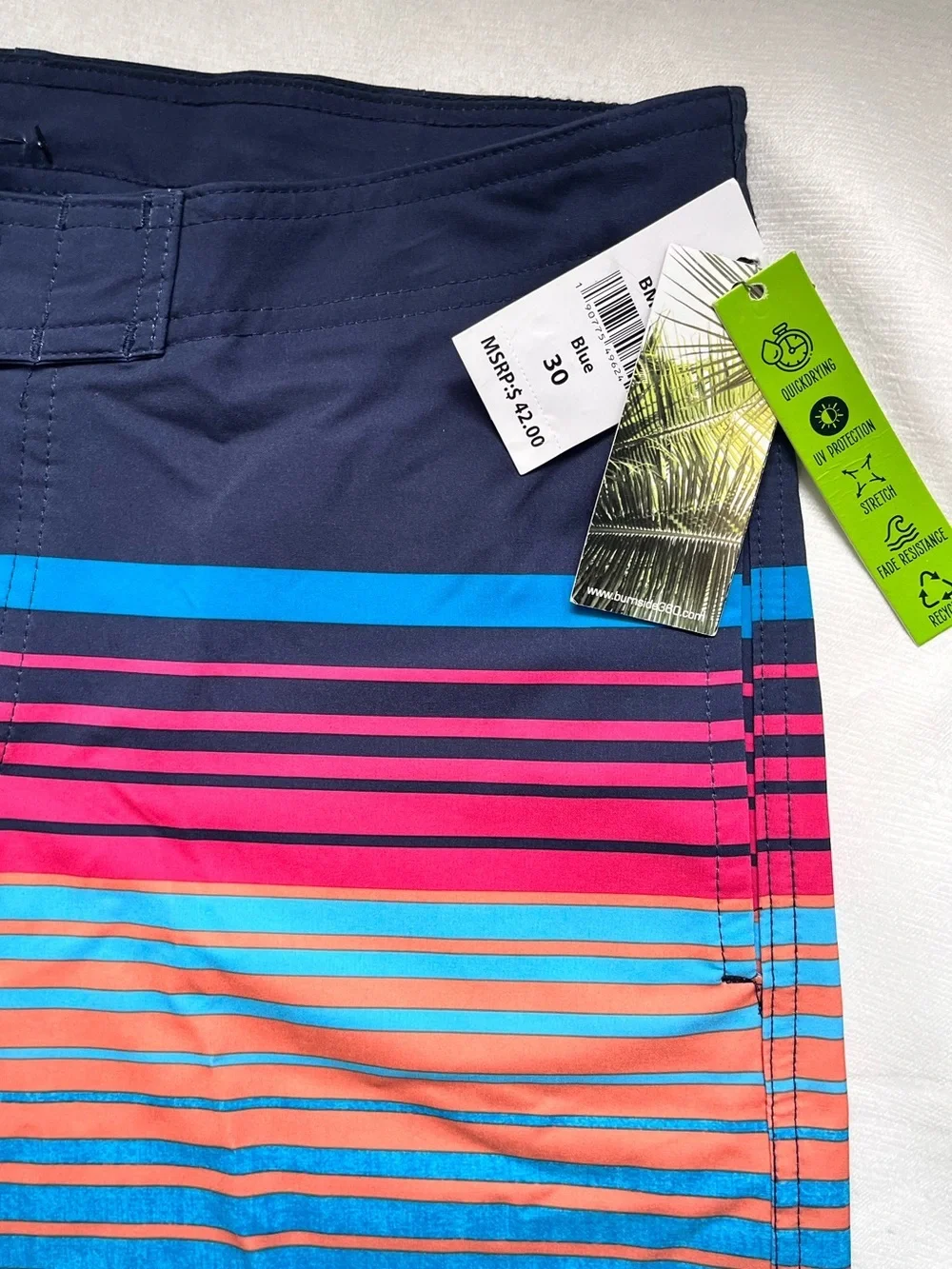 Burnside Men’s Quick Dry Performance stretch surf board shorts 30 NWT